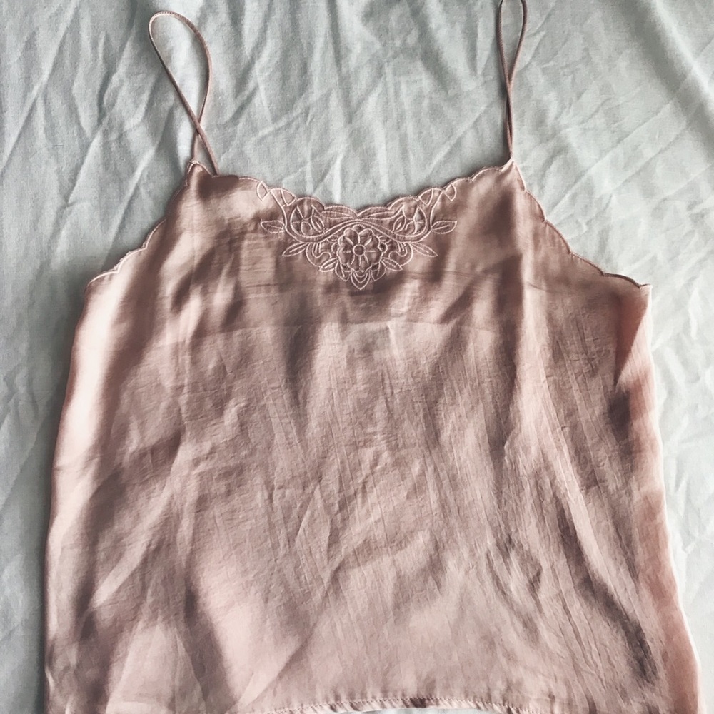 blush pink silky tank